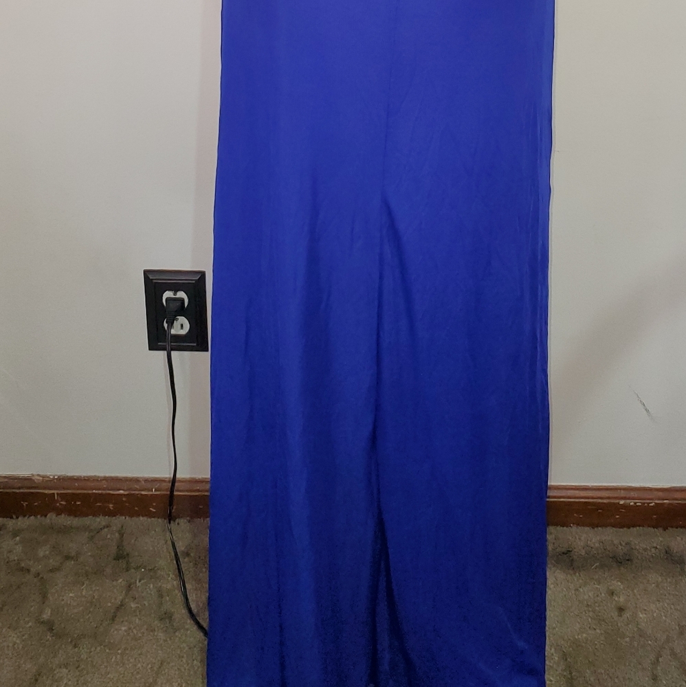 Pompows one shoulder jeweled maxi formal dress Med - Picture 3 of 7